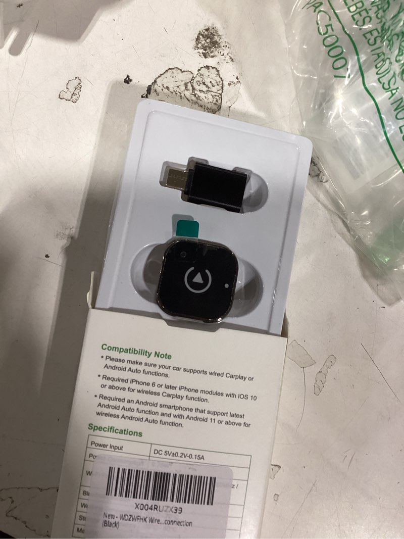 Condition photo showing New/Like New for wireless carplay adapter & android auto dongle, fast auto-connect, compact plug & play wireless carplay converter for iphone & android, usb/usb-c, no delay, seamless reconnection (black)