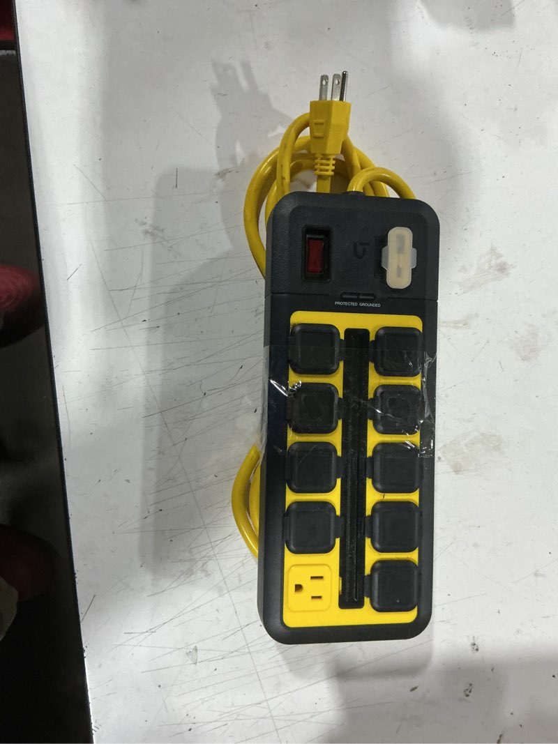 Condition photo showing As Is for utilitech 10-ft 10 -outlet 4500 joules 1875 -watts 1875va black indoor usb ac surge protector