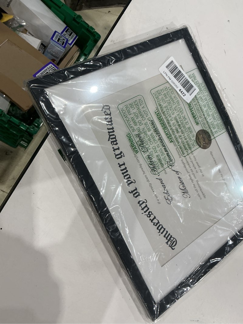 Condition photo showing Good Condition for upsimples 11x14 diploma frame with clear plexiglass, displays 8.5 x 11 certificate frame with mat or 11x14 picture frame without mat for document degree, black, 1 pack
