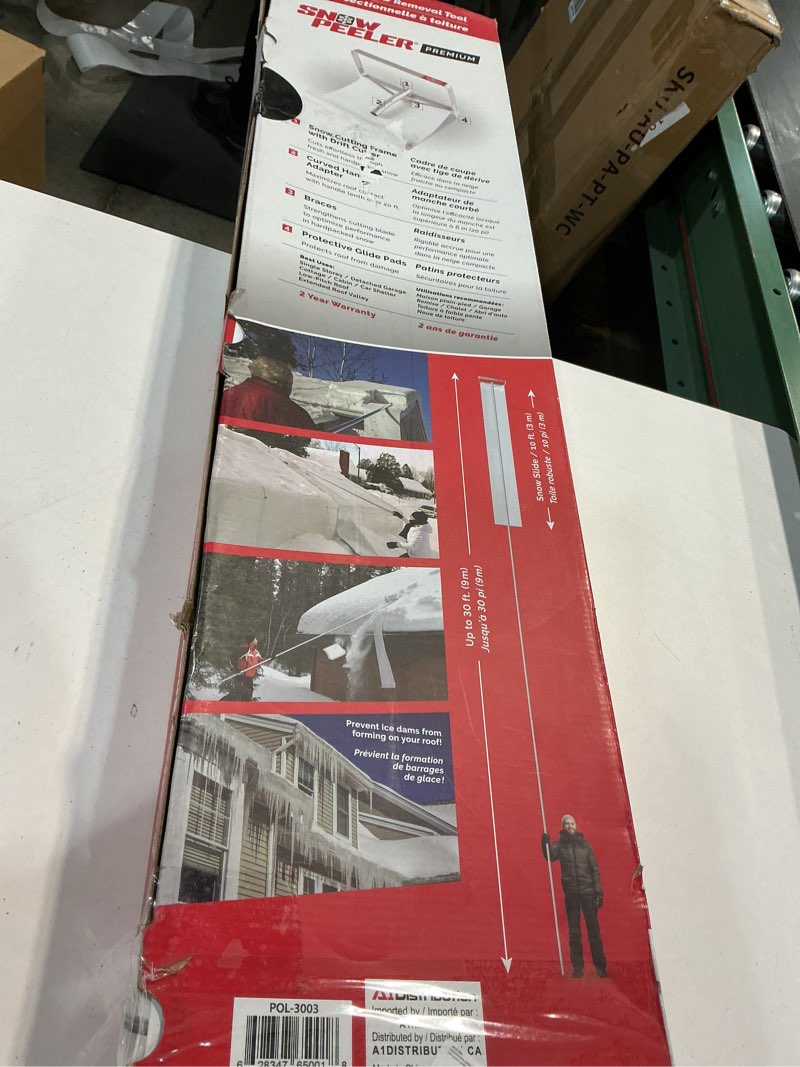 Condition photo showing New/Like New for SNOWPEELER Premium Roof Rake for Snow Removal - 30 ft. Snow Removal Tool - Snow Rake for House Roof - Snow Roof Rake - Telescopic Heavy Duty Snow Shovel for Rooftop