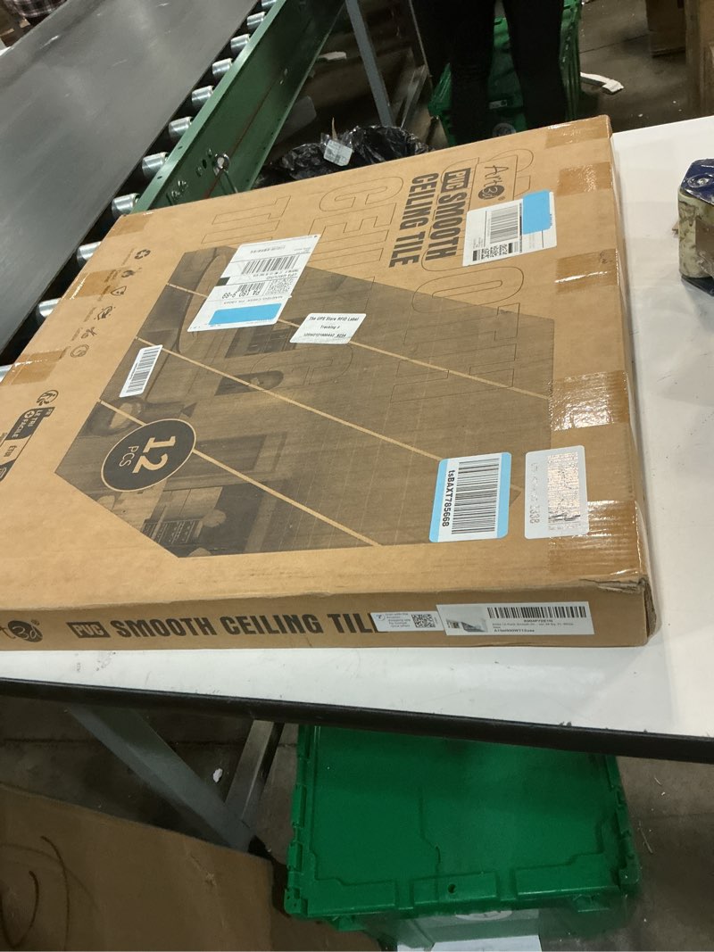 Condition photo showing New/Like New for Art3d 12-Pack Smooth Drop Ceiling Tile 2ft x 2ft - Fire-Rated, Waterproof, Reusable - Premium PVC, No Sag and Breakage - Cover 48 Sq. Ft, White 24*24 Square White 12