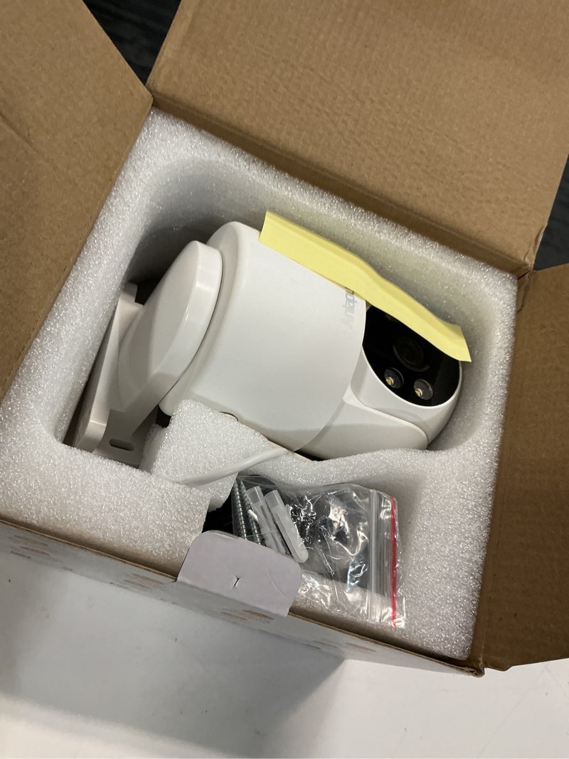 Condition photo showing Good Condition for anlapus 2 x c281 3mp 2k security wifi camera outdoor, 360° pan/tilt wired security camera, ai detect, auto track, color night vision, 2-way talk, 2.4/5ghz, light siren alarm, cloud/memory card storage
