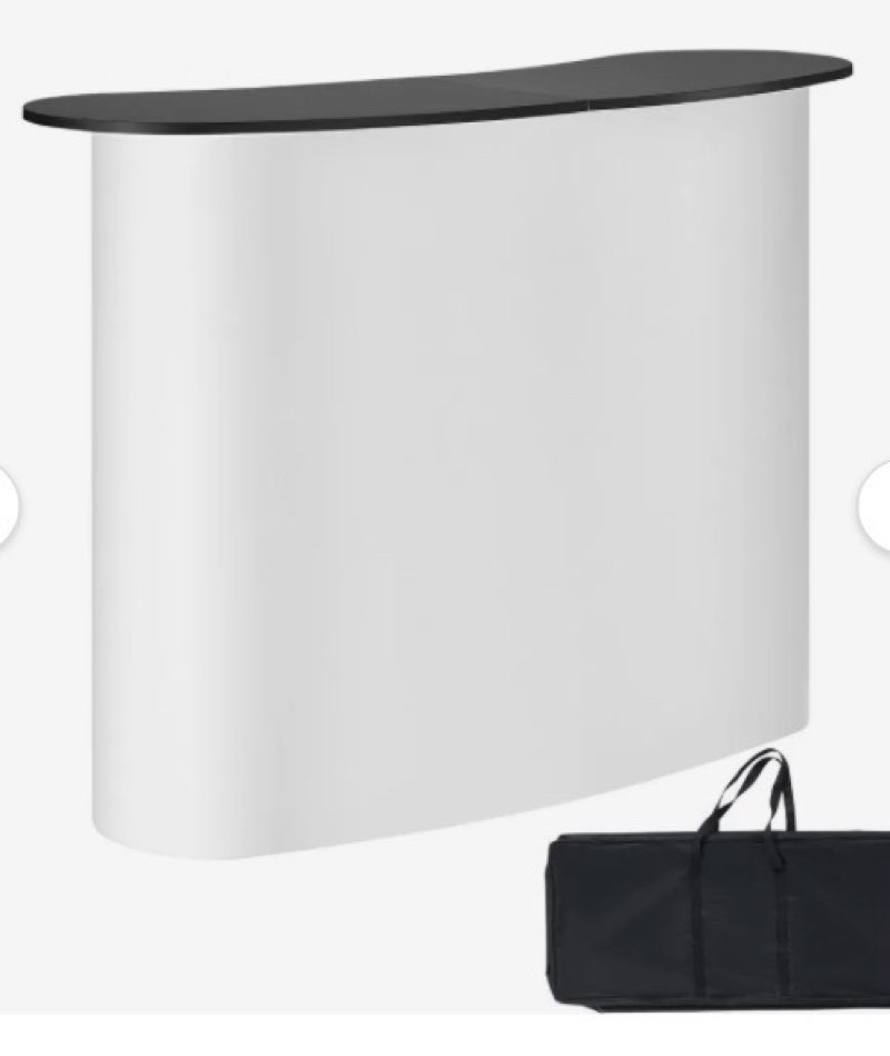 VEVOR Portable Tradeshow Podium Table, 51.18" x 18.31" x 37.4", Display Exhibition Counter Stand Booth Fair with Wall, Foldable Promotion Retail Bar Table Pop Up Podium with Storage Rack, Carrying Bag