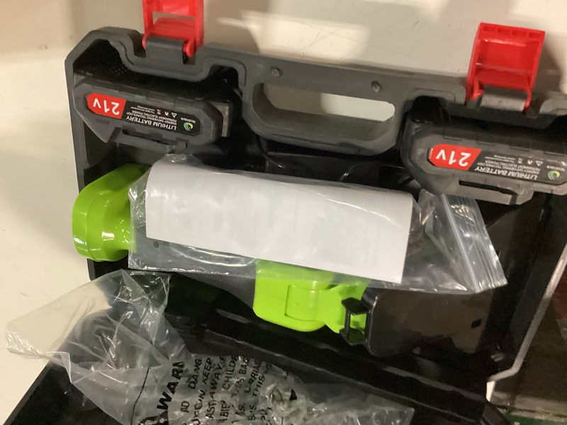 Condition photo showing Good Condition for cordless hedge trimmer?2-in-1 bush trimmer?cordless grass shear & shrubbery trimmer with dual-action blade cutting capacity,hedge shear with 2 pcs rechargeable battery and charger for garden,lawn. green-1