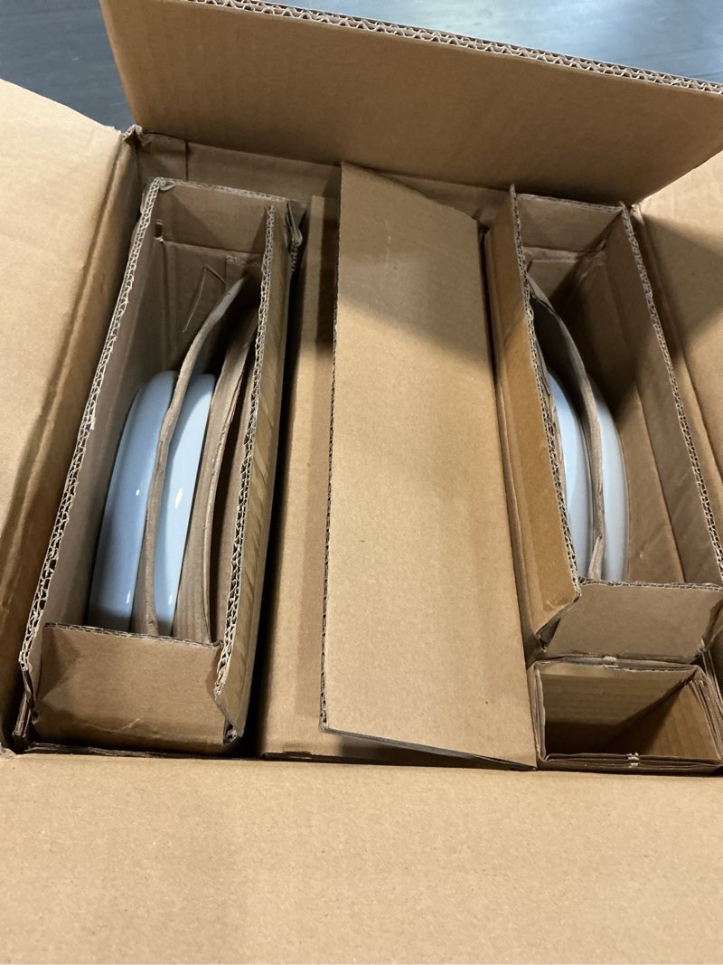 Condition photo showing New/Like New for mikasa madison misty blue bone china dinnerware set, 12-piece service for 4, includes dinner plates, salad plates and cereal bowls, dishwasher safe