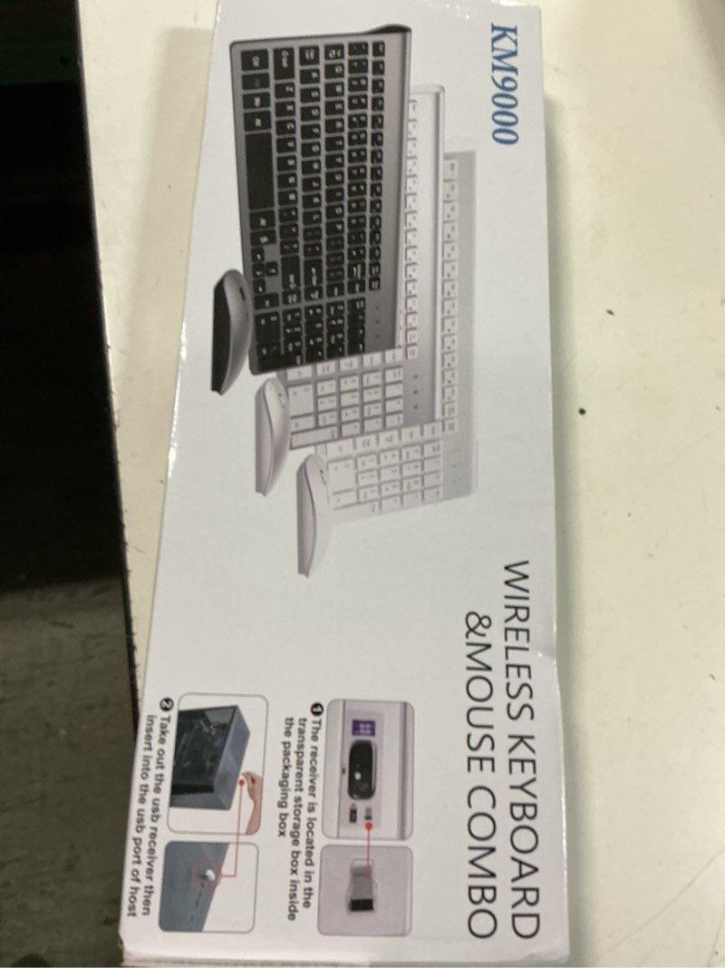Condition photo showing New/Like New for wireless keyboard and mouse ultra slim combo, topmate 2.4g silent compact usb 2400dpi mouse and scissor switch keyboard set with cover, batteries included, for pc/laptop/windows/mac - rose gold white