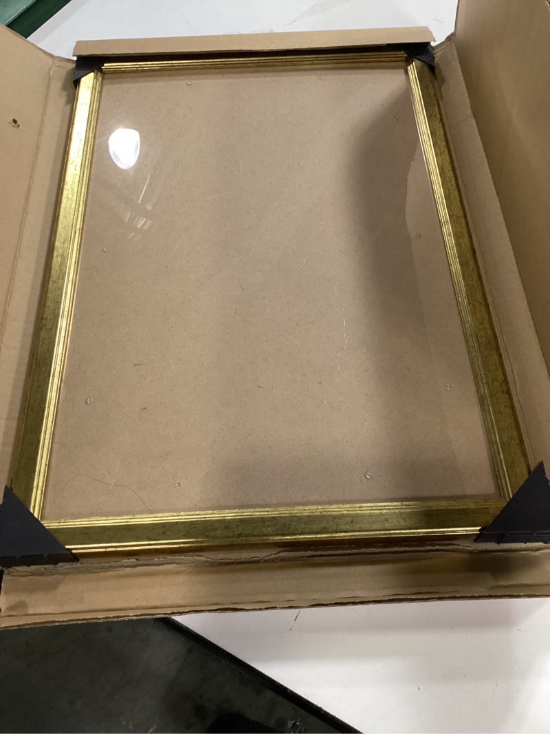 Condition photo showing Good Condition for wood 12x18 frame gold, ornate natural 18x12in poster picture frame, modern golden 12 x 18inch gallery wall photo frame with hd plexiglass, horizontal vertical wall mounting display 1pcs gold 12x18