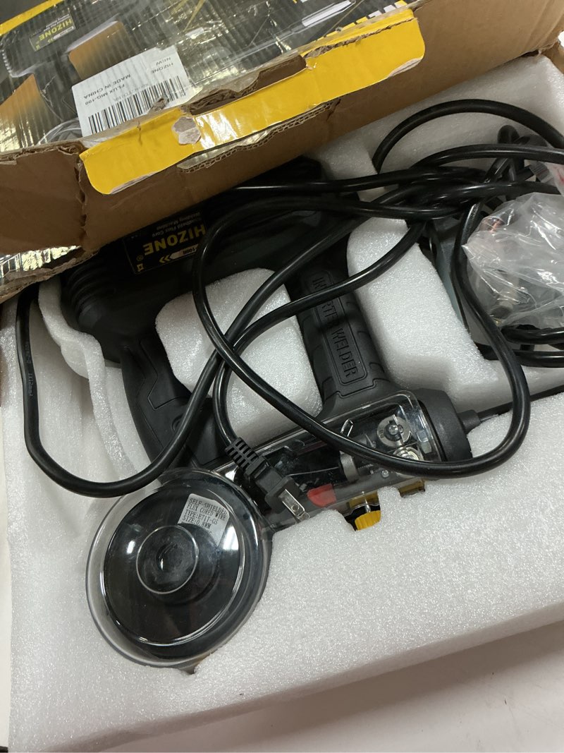Condition photo showing As Is for Hand Held MIG Welder Machine 110V, HIZONE 100A Flux Core Portable Welding Machine, Handheld Gasless Inverter Wire Feed Welding Equipment MIG-100