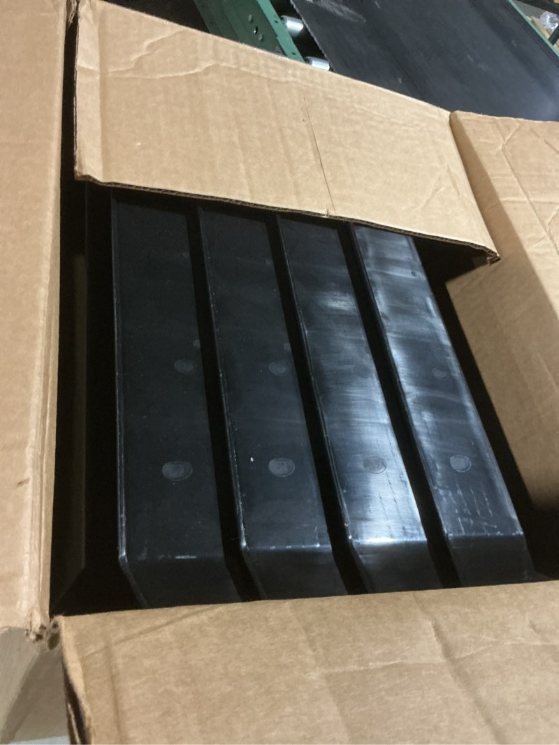 Condition photo showing As Is for Plastic Containers for Organizing and Storage Bins for Closet, Kitchen, Office, Garage or Pantry Organization, Stackable Bins, Extra Large (14.8" x 16.5" x 7"), 4-Pack, Black Black Extra Large, 4-Pack