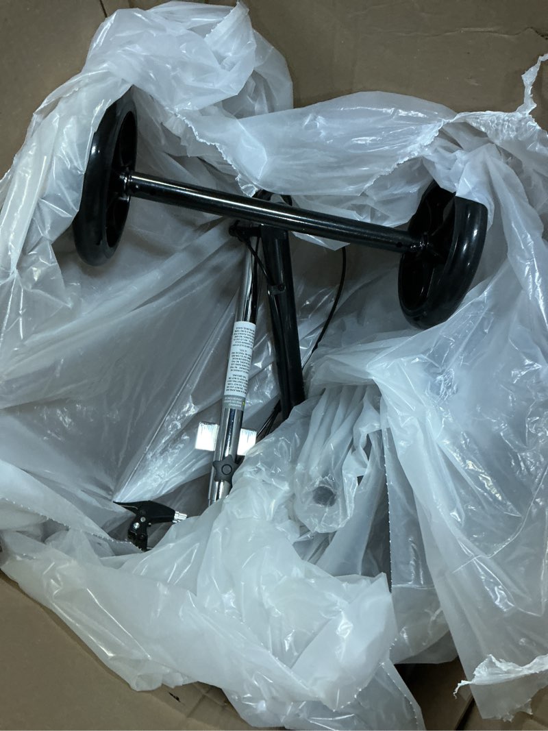 Condition photo showing As Is for costway steerable foldable knee walker scooter turning brake basket drive cart black