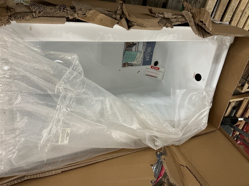 Condition photo showing As Is for KINGSTON BRASS VTDE603122R 60-Inch Contemporary Alcove Acrylic Bathtub with Right Hand Drain and Overflow Holes, White Right Hand Drain Bathtub