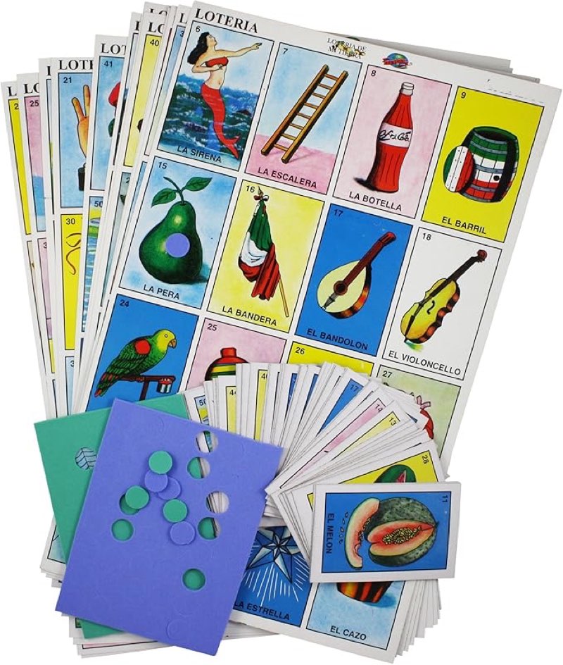 Smarterbuy Toys Loteria Cards Mexican Bingo Family Game 12 Jumbo Juego de Loteria Board Tablets with Play Cards and Placement Chips - Aprende español con Divertidos Juegos