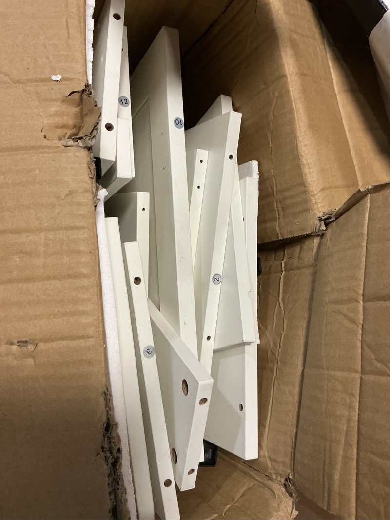 Condition photo showing As Is for Nicetree Shaker Barn Door Shoe Cabinet, 3 Flip Drawers & 3Tier Adjustable Shelves, Ultra Slim Freestanding, Modern Rustic Brushed White Farmhouse Shoe Rack for Entryway, Hallway, Foyer & Mudroom White Brushed White 3-Flip Drawers
