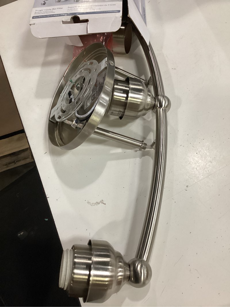 Condition photo showing As Is for style selections 20 3-light brushed nickel transitional vanity light