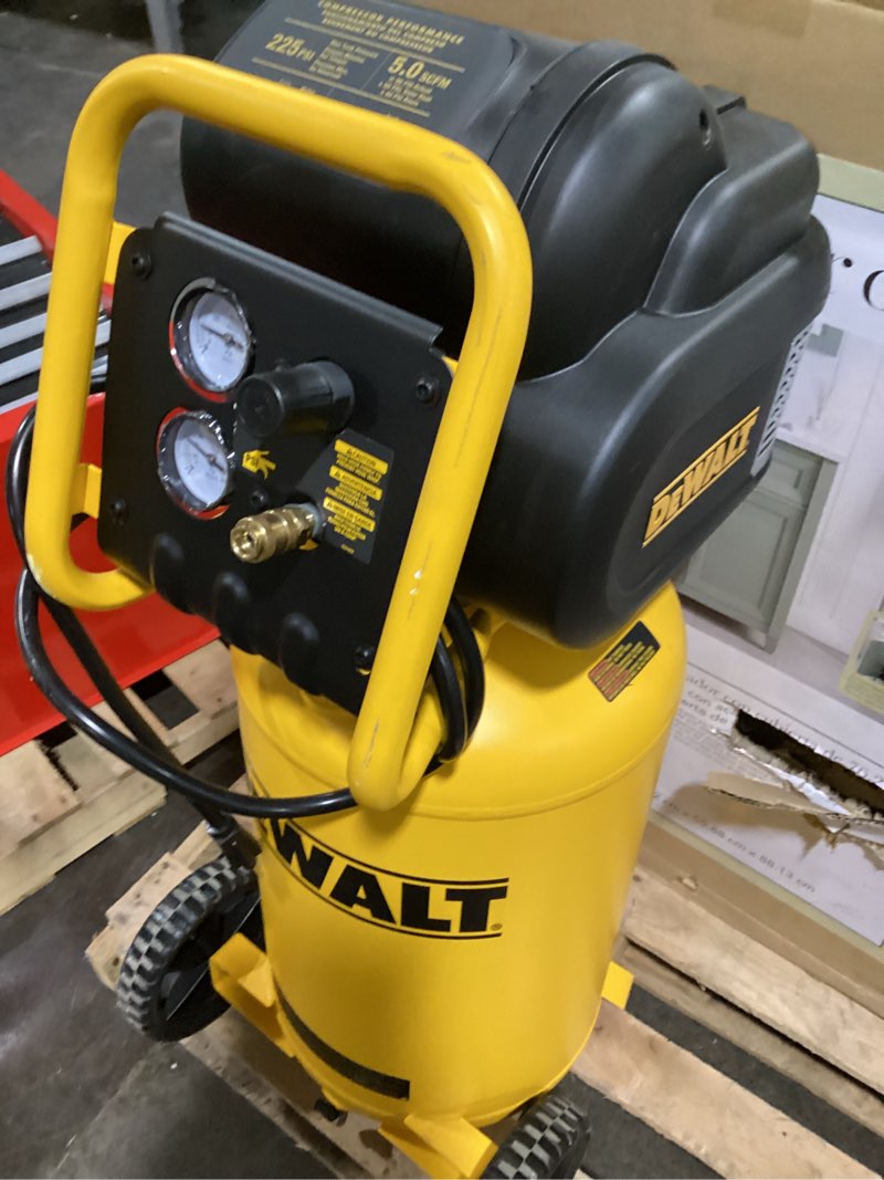 Condition photo showing As Is for DEWALT 15-Gallon Portable Electric 225 PSI Vertical Air Compressor
