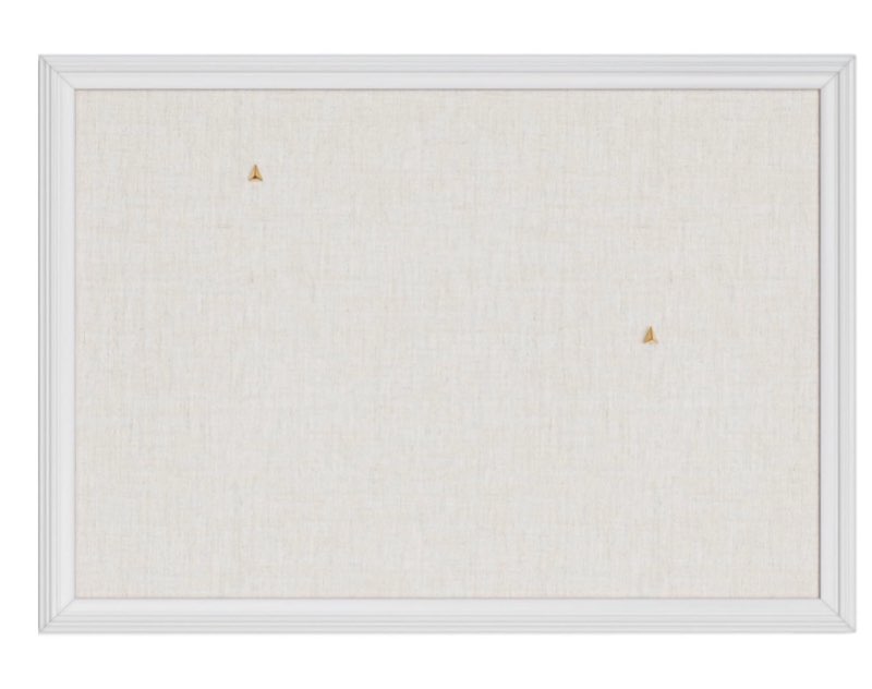 U Brands Farmhouse Linen Bulletin Board, 24" x 18", White Wood Style Frame, Industrial Grade Pinning
