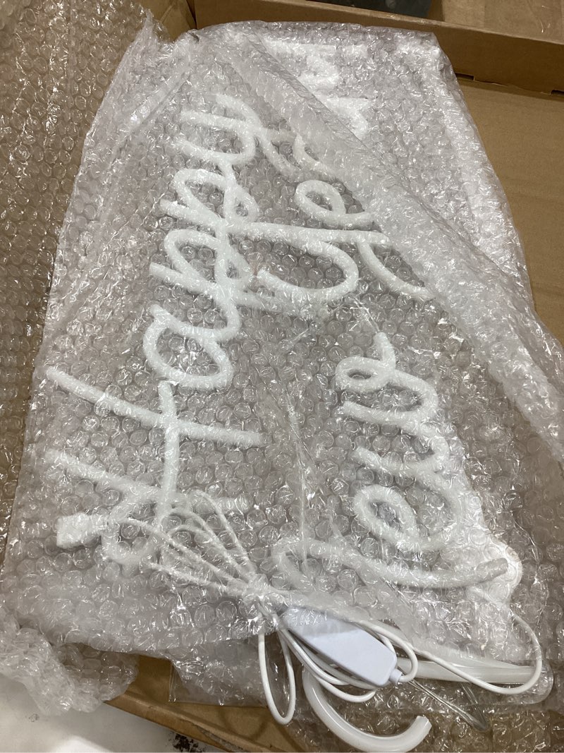 Condition photo showing Good Condition for Large Happy New Year Neon Sign for Wall Decor 14.41 * 6.89inch&20.16 * 5.63inch New Years Decorations 2026 Happy New Year Led Neon Light Up Sign for Spring Festival Party Backdrop Window Christmas