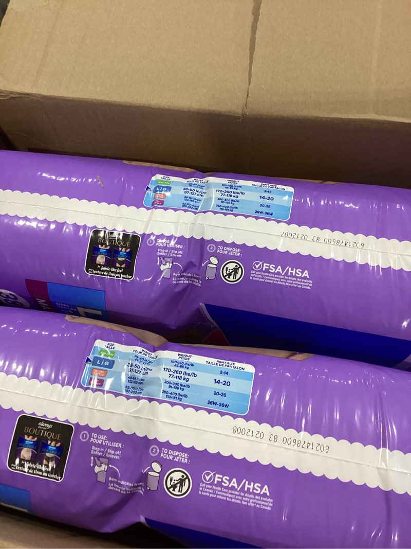 Condition photo showing As Is for Always Discreet Incontinence Underwear Women's - Maximum Protection - Large - 76ct