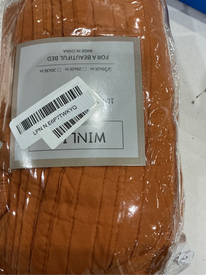 Condition photo showing Good Condition for winlife 100% cotton quilted pillow sham floral printed pillow cover (standard, burnt orange) terracotta 26" x 20" (pack of 2)