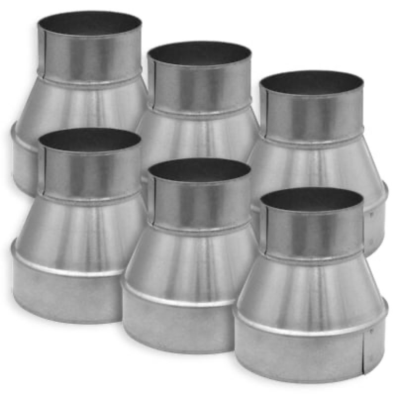 IMPERIAL 6-in 30 Gauge Galvanized steel Round Duct reducer 6 -Pack