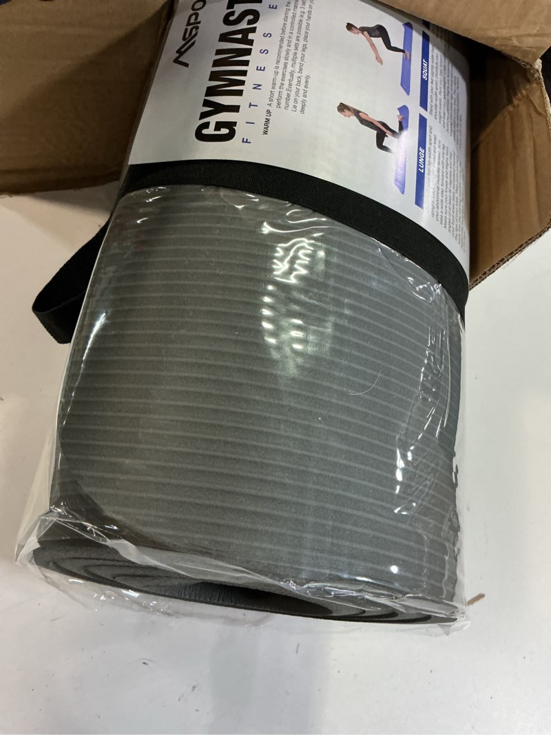 Condition photo showing New/Like New for msports yoga mat premium non slip thick – extra comfortable exercise mat for home workouts, pilates, stretching & gym – cushioned nbr foam, gym mat with strap, for women & men grey 74.5 x 24 x 0.6 in