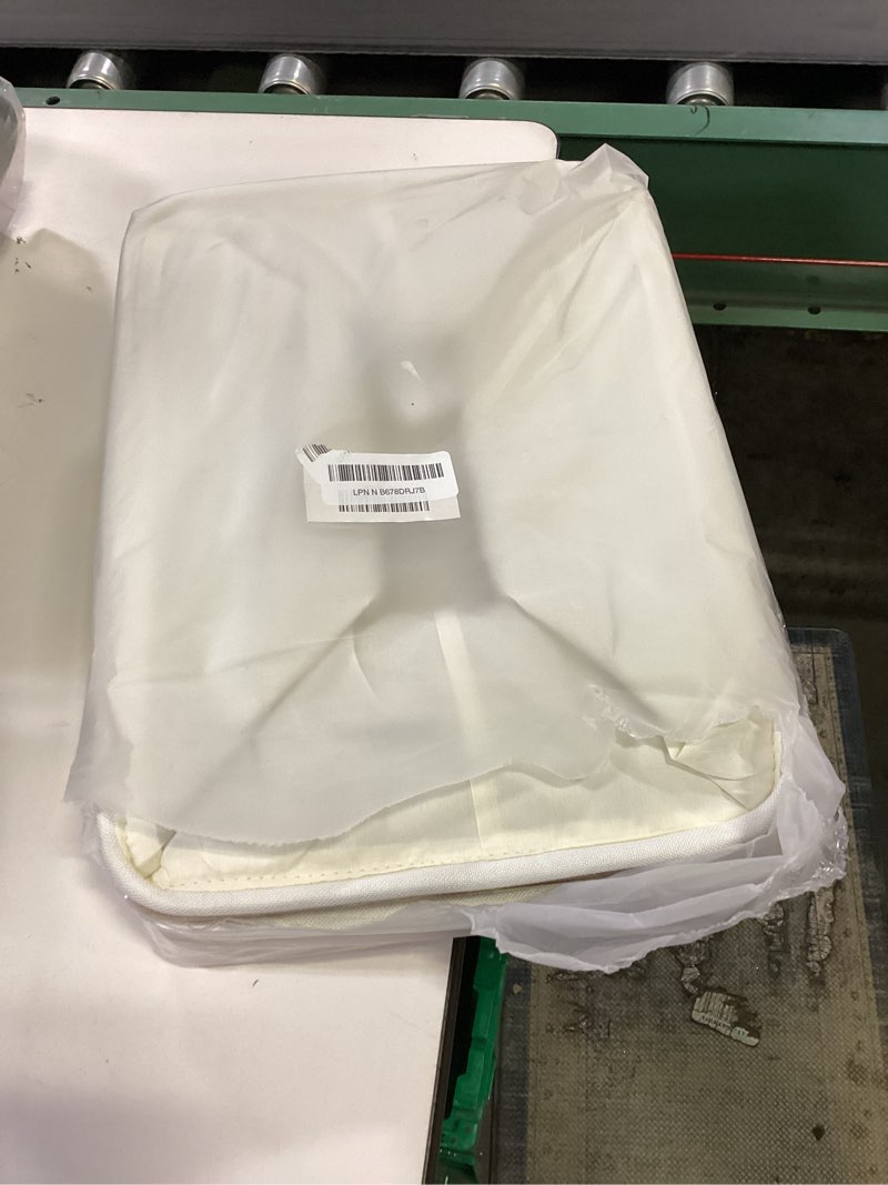 Condition photo showing Good Condition for Storage Bins Large Fabric Storage Baskets for Shelves 3 Pack, Decorative Linen Closet Baskets with Handles for Organizing, Shelf, Clothes, Home, Office, 15x11x9.5Inches (Beige&White) Beige / Off-White Large -15"x11"x9.5"