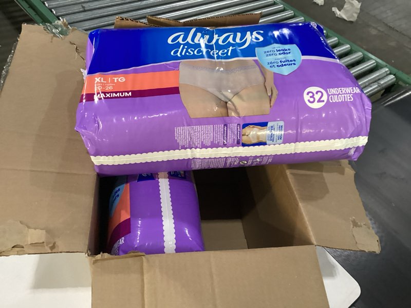 Condition photo showing New/Like New for Always Discreet Incontinence Underwear Women's - Maximum Protection - Extra Large - 64ct