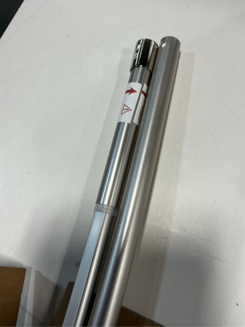 Condition photo showing As Is for Zenna Home Curved Shower Curtain Rod, No Drill, 50-72 Inch Adjustable Tension Shower Rod for Bathroom, Rustproof, Non-Slip, Adds Room in Shower, Satin Nickel Satin Nickel 50" to 72"