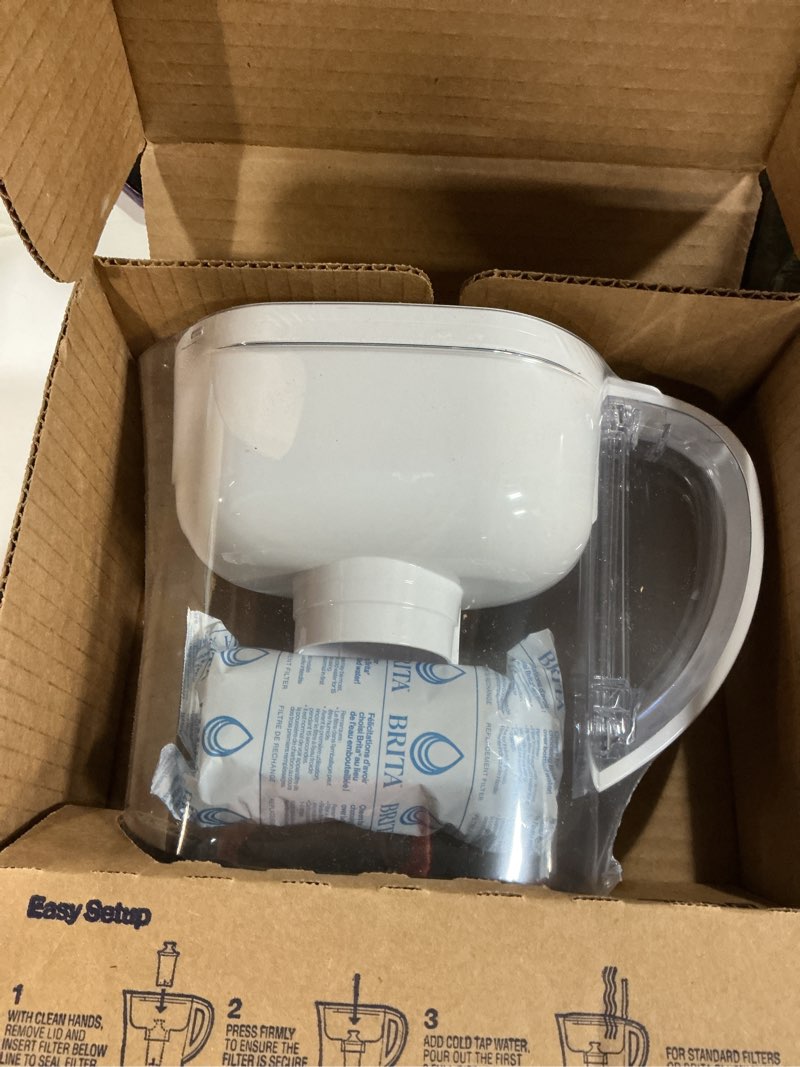 Condition photo showing New/Like New for Brita Metro Water Filter Pitcher with SmartLight Change Indicator, BPA-Free, Replaces 1,800 Plastic Water Bottles a Year, Lasts Two Months, Includes 1 Filter, Small - 6-Cup Capacity, White Standard White