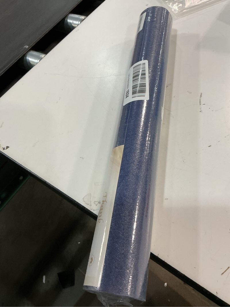 Condition photo showing New/Like New for Safiyya 393"x 17.3" Wallpaper Silk Dark Blue Peel and Stick Wallpaper Dark Blue Contact Paper Self Adhesive Removable Solid Color Wall Paper for Bedroom Walls Vinyl Rolls 17.3" x 393" Dark Blue