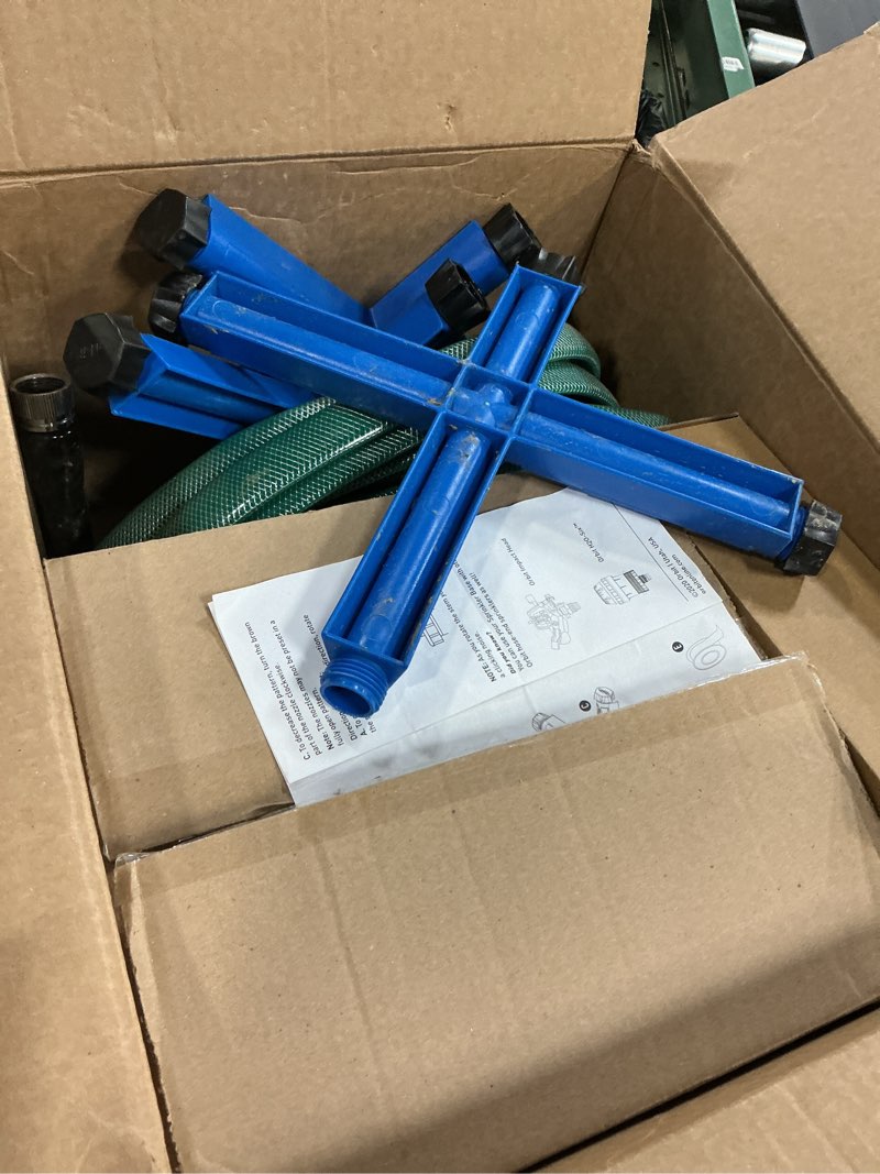Condition photo showing As Is for orbit 27884z above ground all-in-one irrigation sprinkler system for lawn kit blue,gray