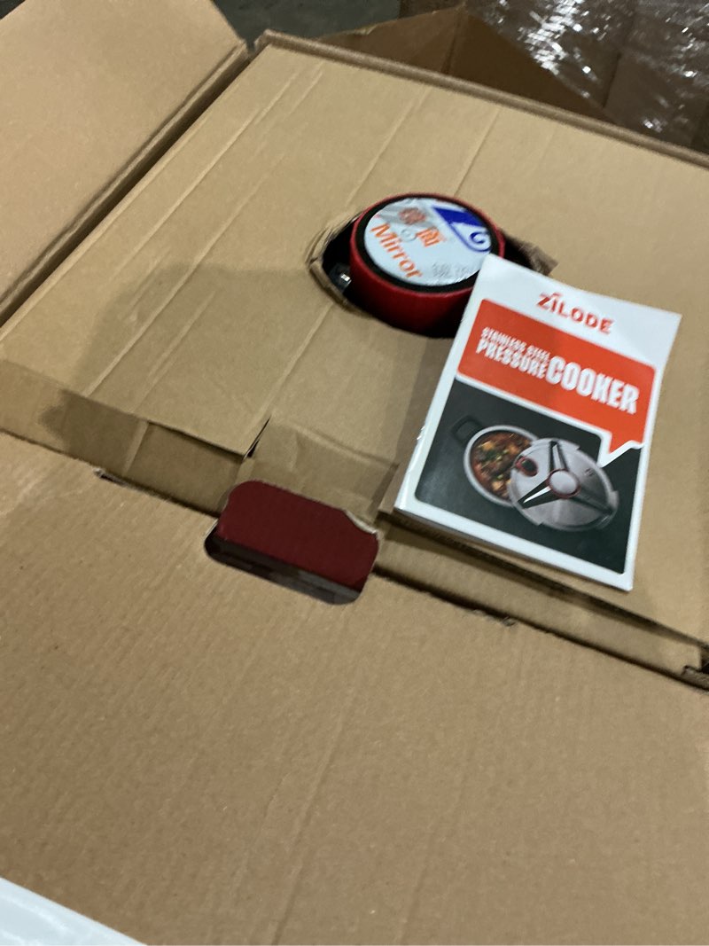 Condition photo showing As Is for zilode stainless steel pressure canner with triple-layer new in box