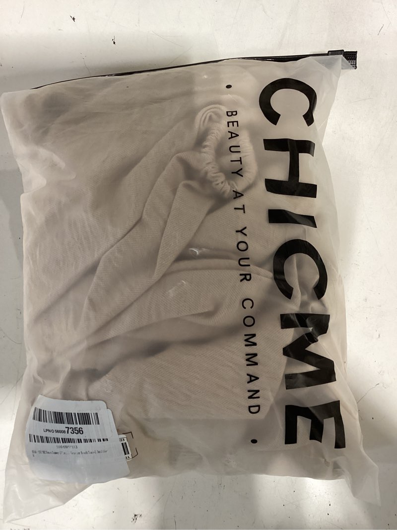 Condition photo showing Good Condition for chicme women summer 2 piece outfits off shoulder top flowy wide leg pants set vacation travel airport outfits medium apricot