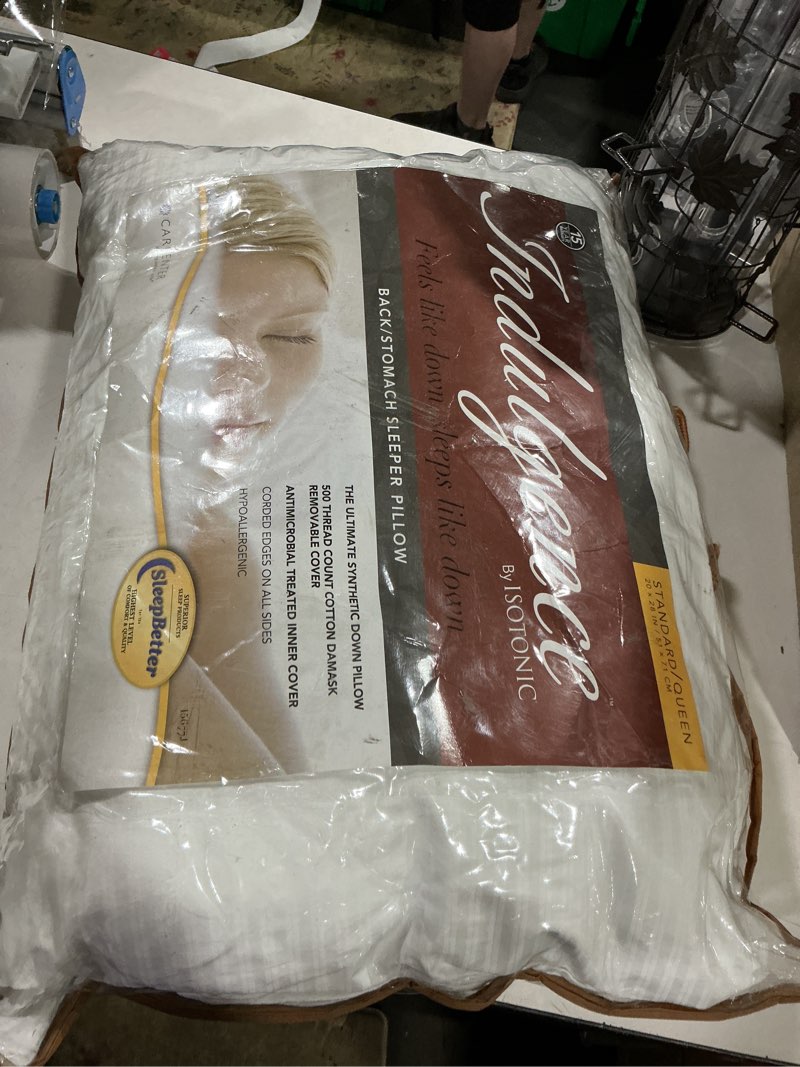 Condition photo showing As Is for isotonic indulgence synthetic down pillow | back & stomach sleeper (standard/queen)