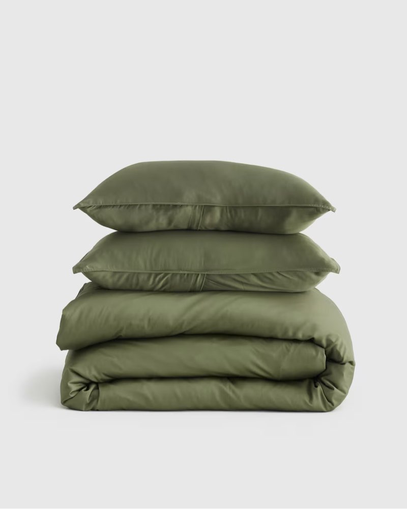 quince bamboo duvet cover set full queen olive