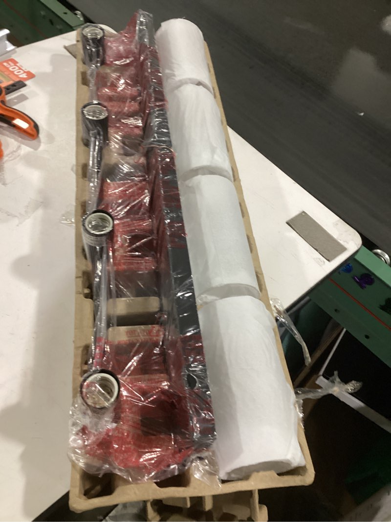 Condition photo showing New/Like New for allen + roth yuma 29.94-in 4-light matte black led, transitional vanity light bar