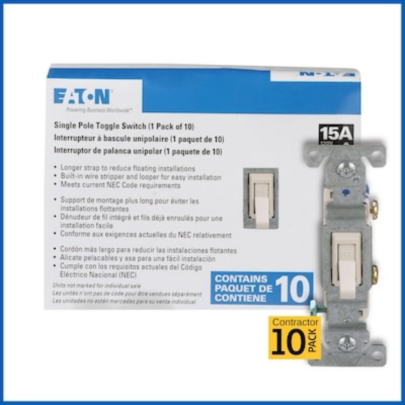 Eaton 15-amp Single-pole Toggle Light Switch , Light almond 10 -Pack