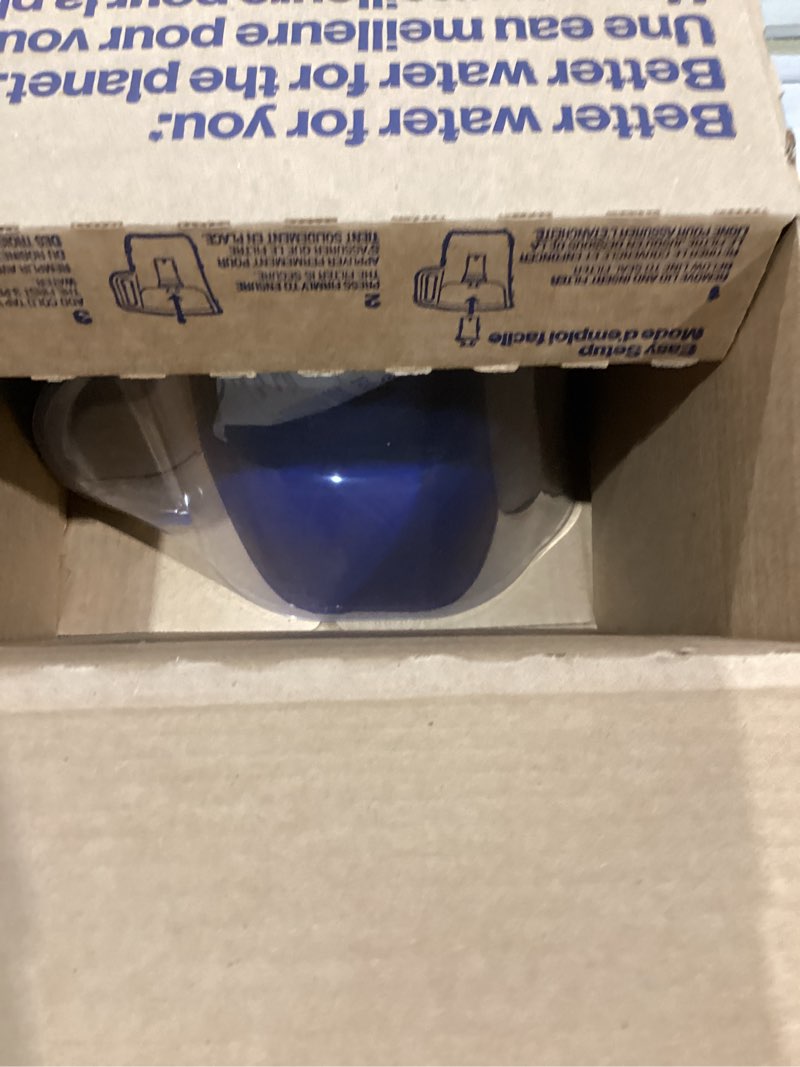 Condition photo showing As Is for brita everyday elite water filter pitcher, removes 99% of lead, includes 1 filter, 10-cup capacity, blue elite blue