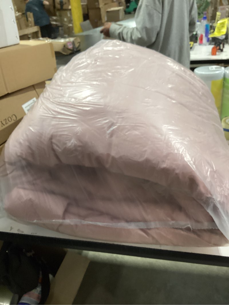 Condition photo showing Good Condition for bedelite boho comforter set queen size, dusty pink tufted striped bed set 3 pieces, soft vintage farmhouse comforter for all seasons, boho home decor,fluffy jacquard bedding with 2 pillow shams dusty pink queen