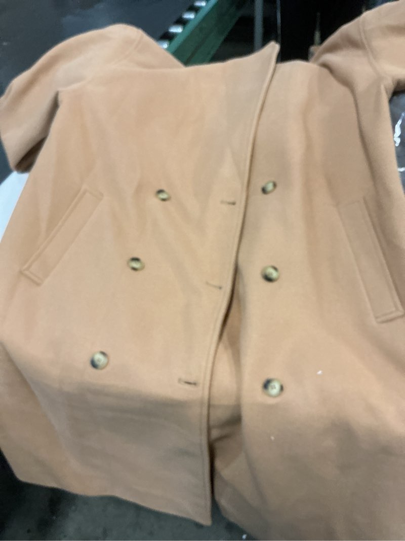 Condition photo showing Good Condition for BZB Women's Long Coat Notched Lapel Collar Double Breasted Pea Coat Winter Elegant Wool Blend Over Coats Jackets XX-Large Camel