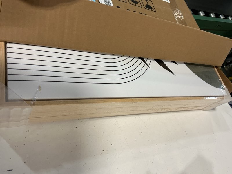 Condition photo showing New/Like New for Framed Boho Sage Green Wall Art for Bedroom, 3 Piece Large Abstract Botanical Canvas Artwork Decor, Beige White Sun Moon Geometric Leaf Painting Prints for Living Room Dining Room Office 16x24 Inch 24" H x 16" W x 3Pcs Green Black