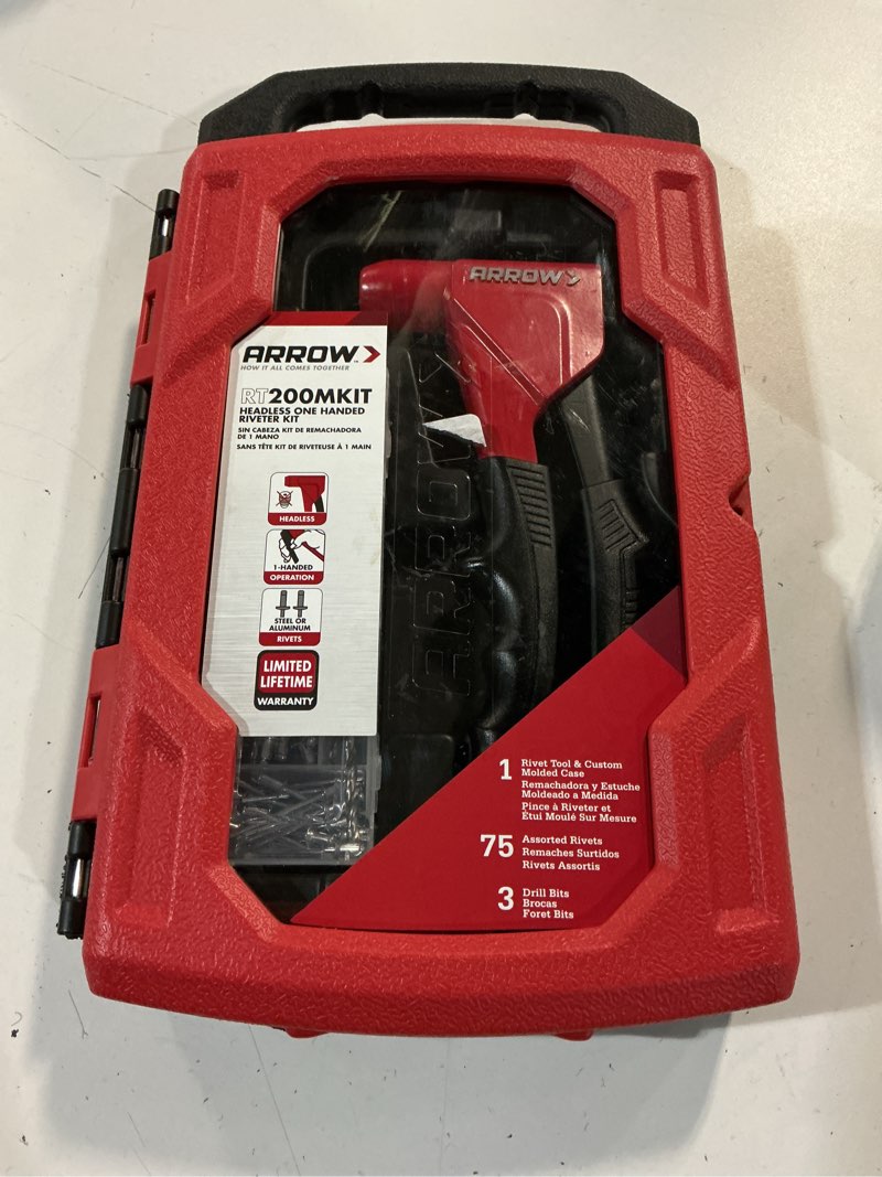 Condition photo showing New/Like New for arrow rt200mkit headless one-handed swivel rivet tool kit