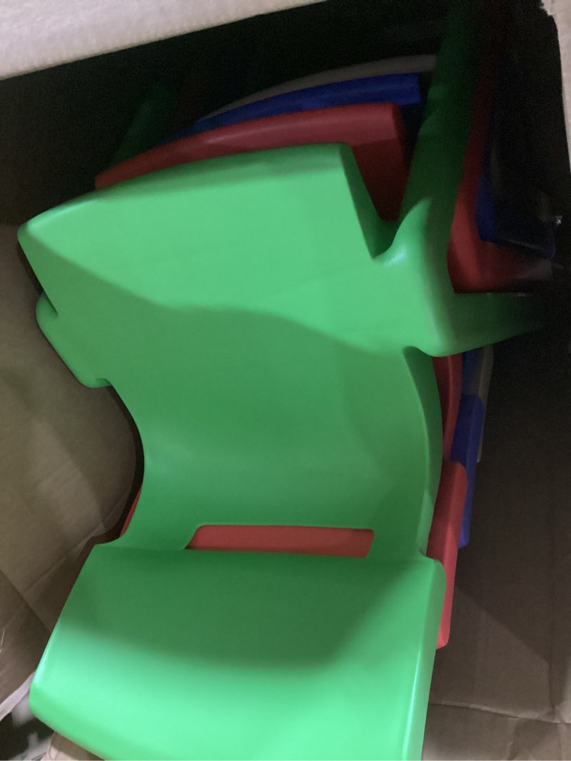 Condition photo showing Good Condition for flash furniture whitney 4 pack plastic stackable school chairs with 13.25" seat height, assorted colors assorted set of 4 4 pack