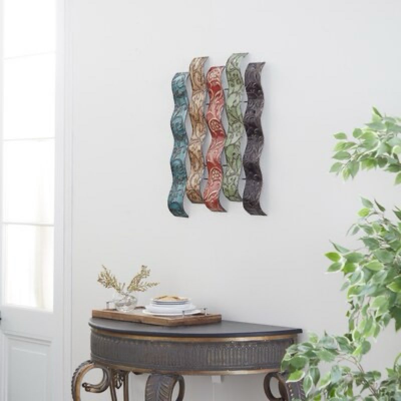 Grayson Lane 24-in W x 20-in H Metal 5 Wavy Panels with Embossed Details Abstract Wall