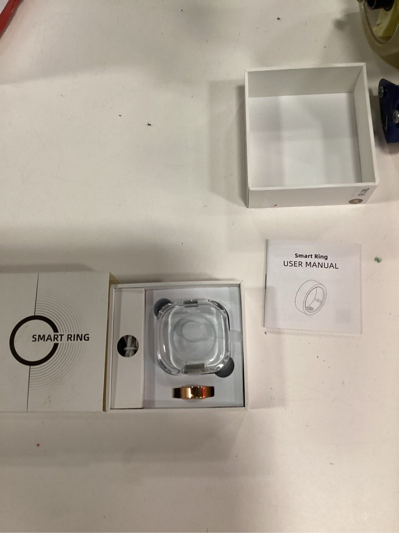 Condition photo showing As Is for smart health ring fitness tracker for men women, sleep, stress & activity monitoring, ip68 waterproof, long lasting battery, no subscription fees, compatible with ios & android, gold 6