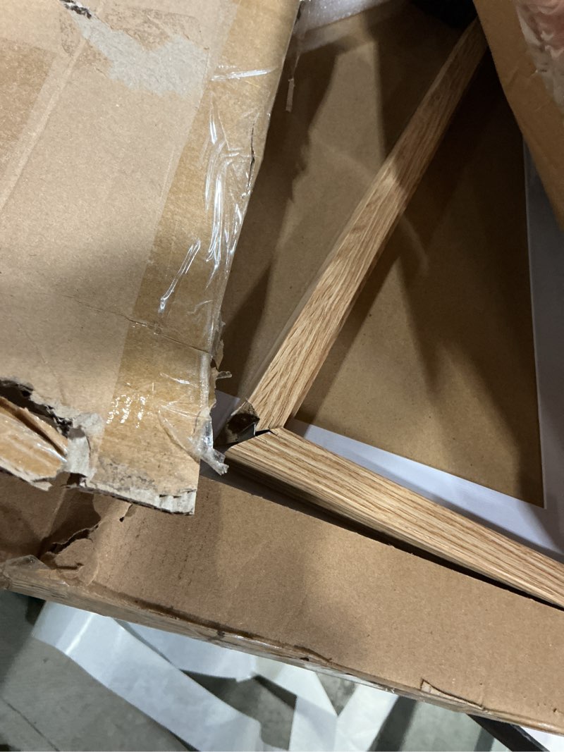 Condition photo showing As Is for 20x28 Picture Frame Set of 2, Natural Oak Wood Style - Display 16x24 Picture with Mat or 20 x 28 Poster without Mat, Wall Mounting Horizontal and Vertical Natural Oak 20x28 in