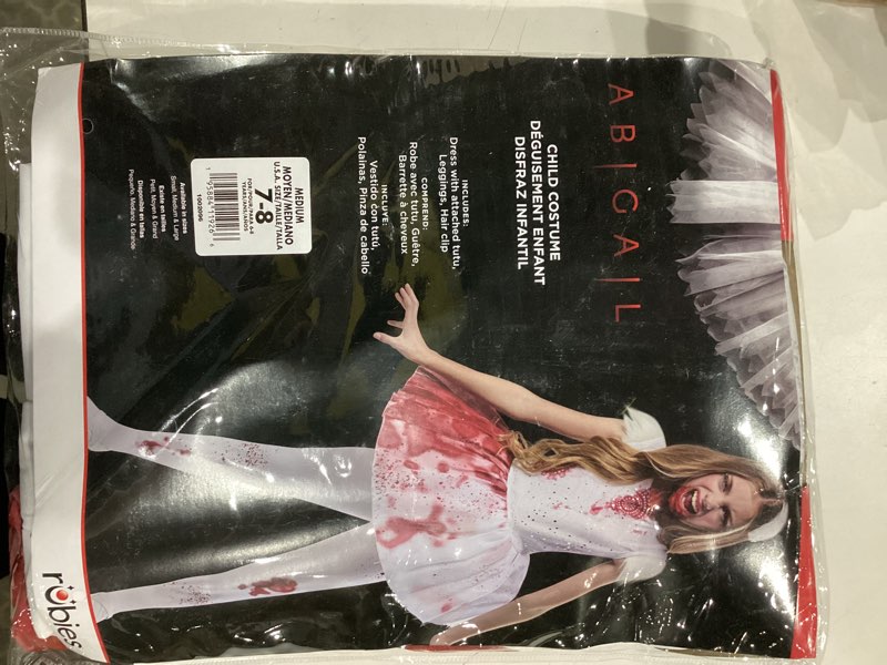 Condition photo showing New/Like New for rubies abducting abigail: abigail costume dress for kids medium