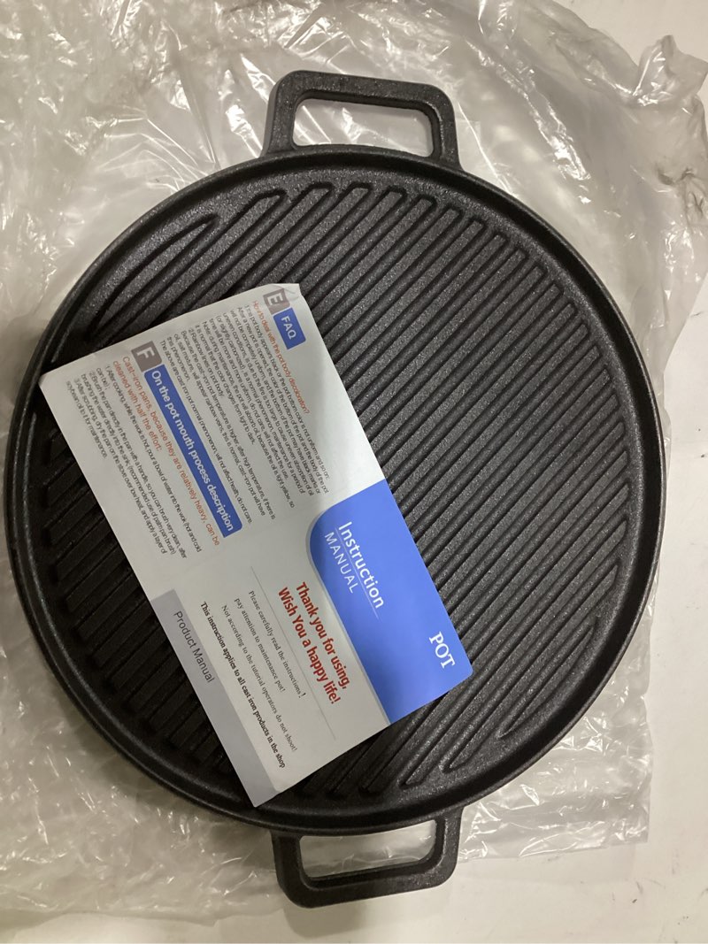 1 Pcs Cast Iron Griddle, 11.8 in Reversible Grill Griddle for Gas Grill & Stove Tops, Multifunctiona