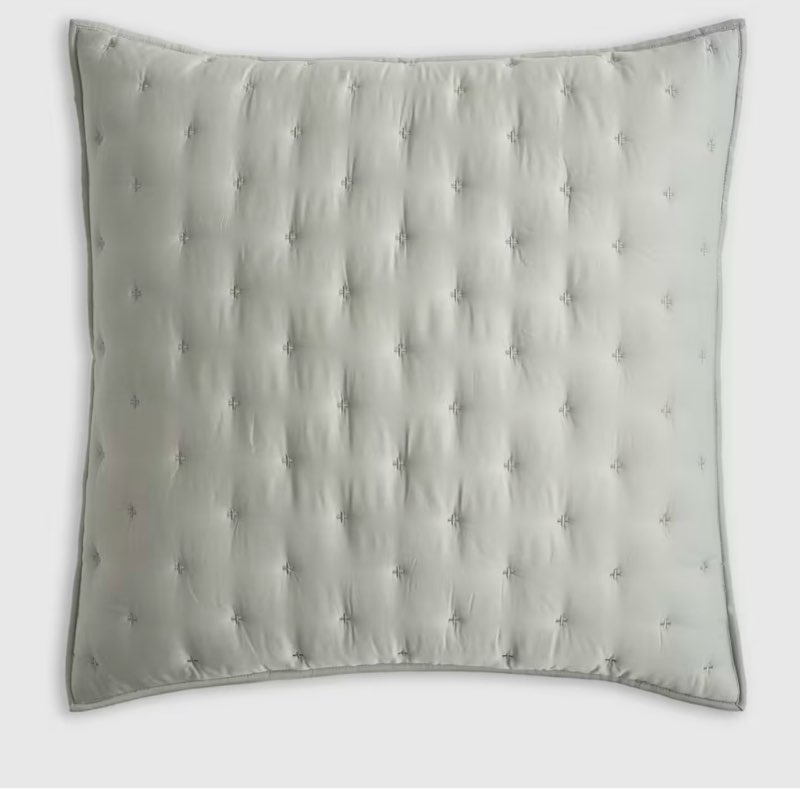 quince bamboo dream quilted euro sham 26x26 /eucalyptus 