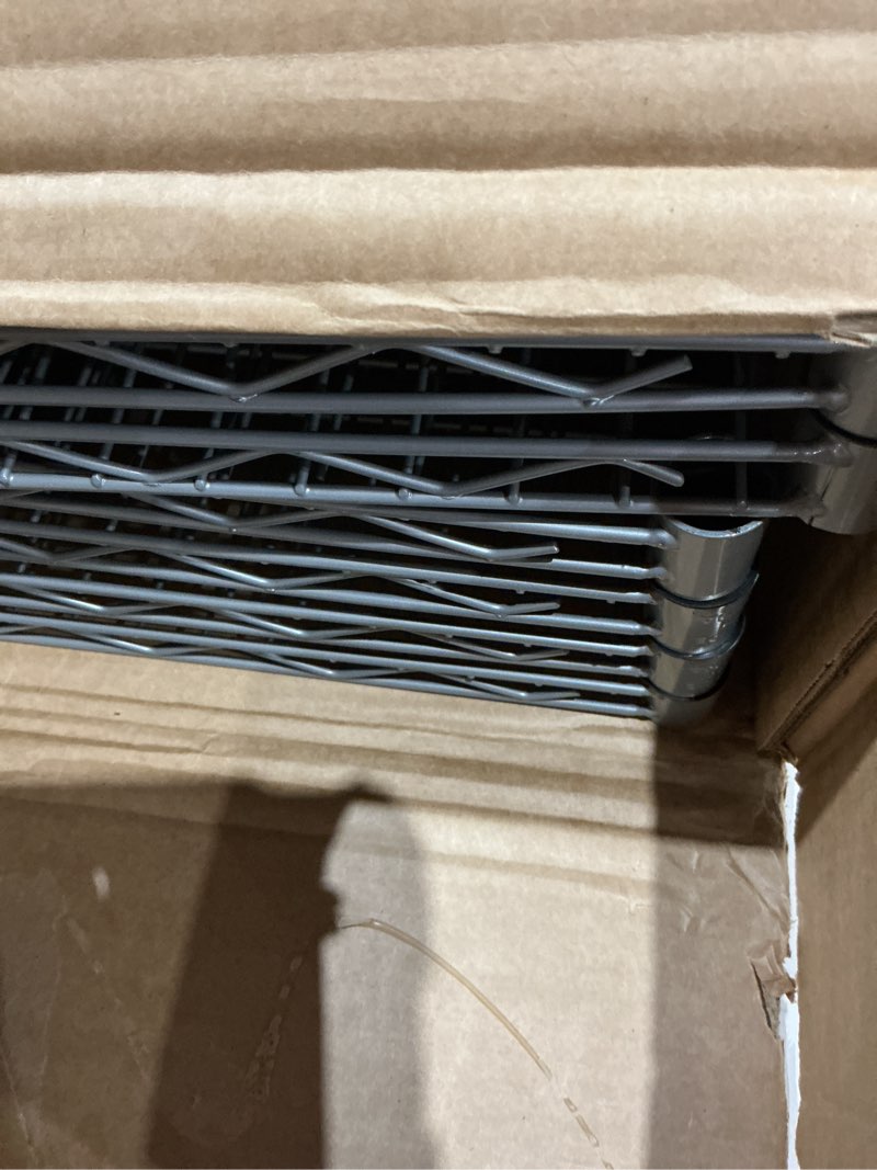 Condition photo showing As Is for homdox 6-tier storage shelf wire shelving unit free standing rack organization with caster wheels, stainless side hooks, silver gray | rack organization 21.26*11.42*72.05 inch silver